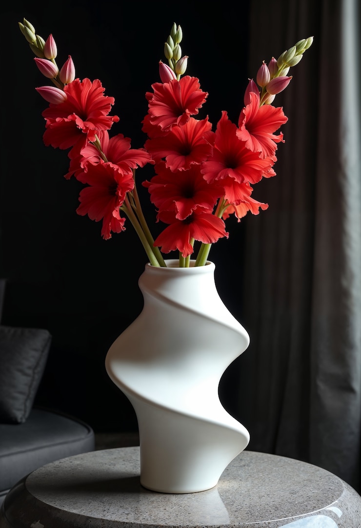 Foto gratuito vaso de flores en el interior moderno