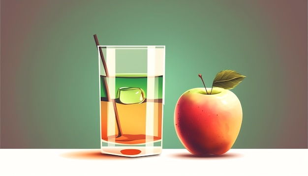 Foto gratuita un vaso de jugo de manzana y una ia generativa de manzana