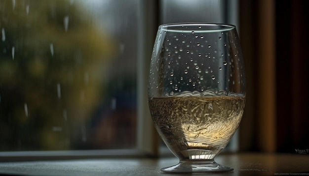 Vaso de whisky de lujo que refleja un elegante ambiente de celebración generado por IA
