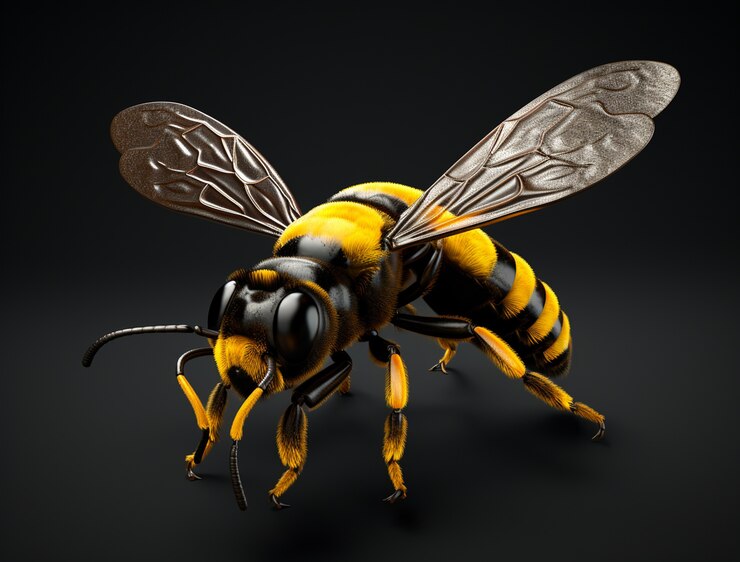 Foto gratuito vea la abeja en 3d con un fondo sencillo