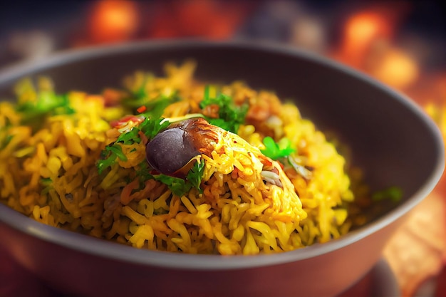 Foto gratuita veg biryani o veg pulav arroz frito comida india generativa ai