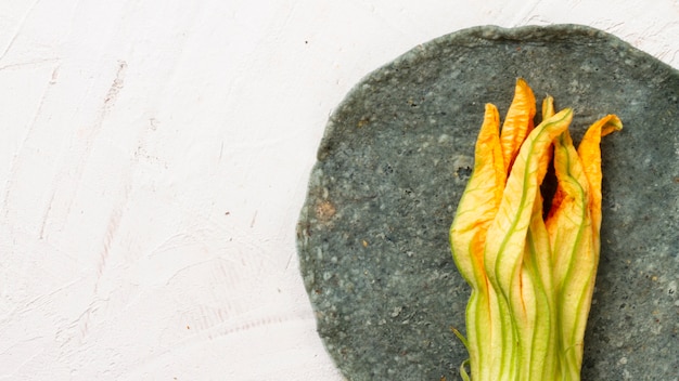 Foto gratuita vegetales mexicanos en placa con fondo blanco.