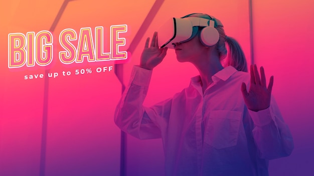 Foto gratuita venta con descuento especial en gafas vr