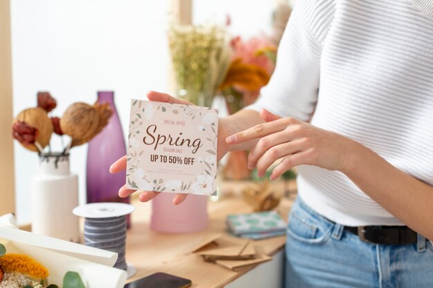 Venta de primavera del pequeño negocio de florería