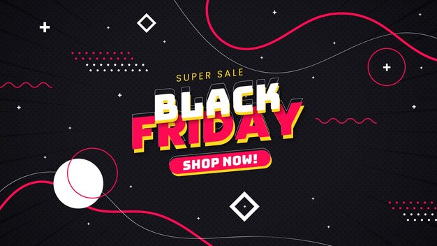 Venta de viernes negro moderno con fondo de Memphis