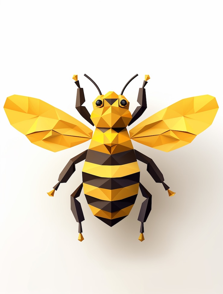Foto gratuito ver insecto abeja 3d con efecto origami