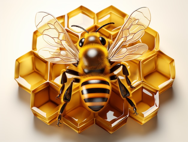 Foto gratuita ver insecto abeja 3d con panal