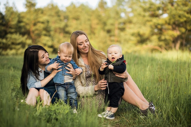 Verano, poco, madre, niña, feliz, familia