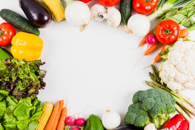 Verduras con espacio circular