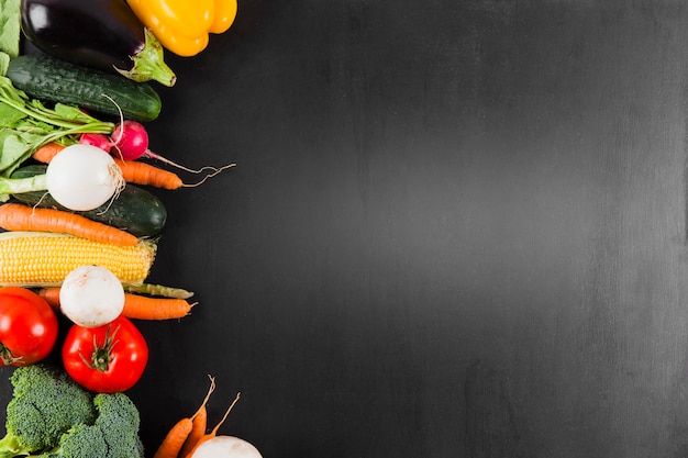 Verduras frescas con espacio a la derecha