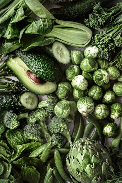 Verduras frescas planas laicos estilo de vida saludable