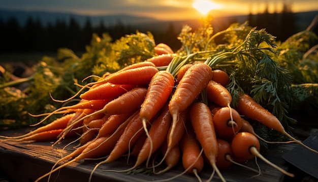 Foto gratuita verduras frescas y saludables cosechadas de una vibrante granja orgánica generada por inteligencia artificial