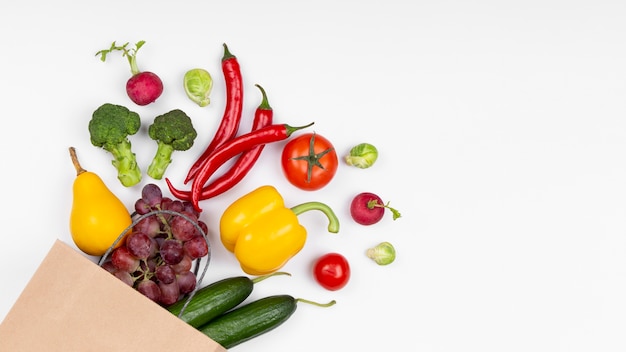 Verduras planas y espacio de copia