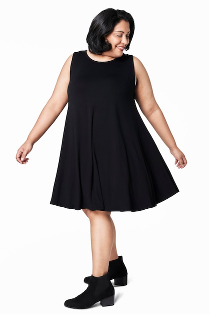 Vestido negro de talla grande ropa de mujer moda