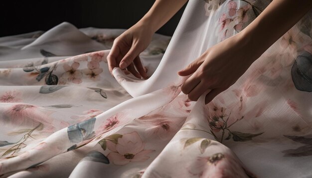 Vestidos cosidos a mano adornan la mesa para celebración generada por IA