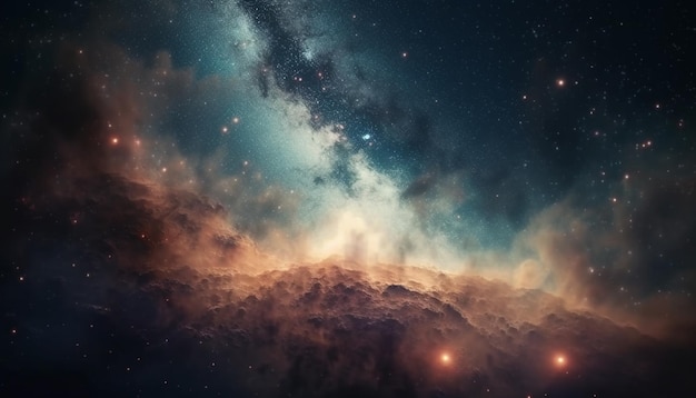 La Vía Láctea brilla intensamente en el cielo nocturno lleno de estrellas generado por IA