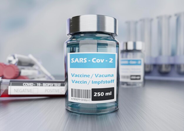 Vial de vacuna 3d para coronavirus