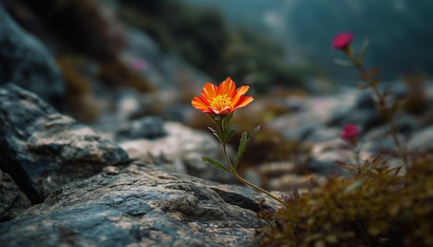 Foto gratuita vibrante crecimiento de flores silvestres en un tranquilo prado forestal generado por ia