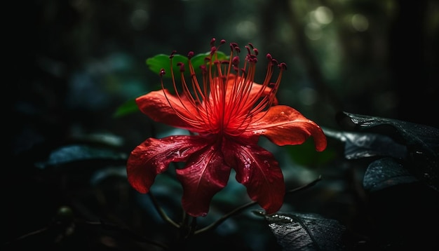 Foto gratuita vibrante elegancia de flor de hibisco en la belleza de la naturaleza generada por ia