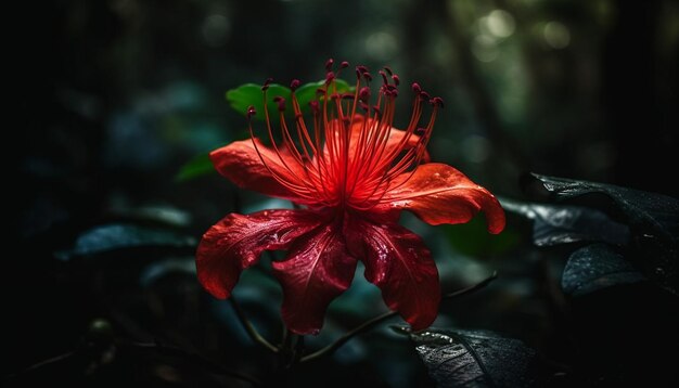 Vibrante elegancia de flor de hibisco en la belleza de la naturaleza generada por IA