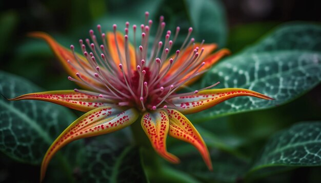 La vibrante flor de hibisco muestra la belleza natural al aire libre generada por IA