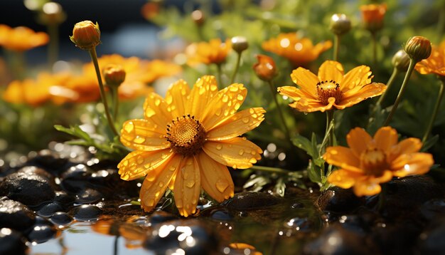 Vibrante pradera de flores silvestres, una explosión de colorida belleza en la naturaleza generada por la inteligencia artificial