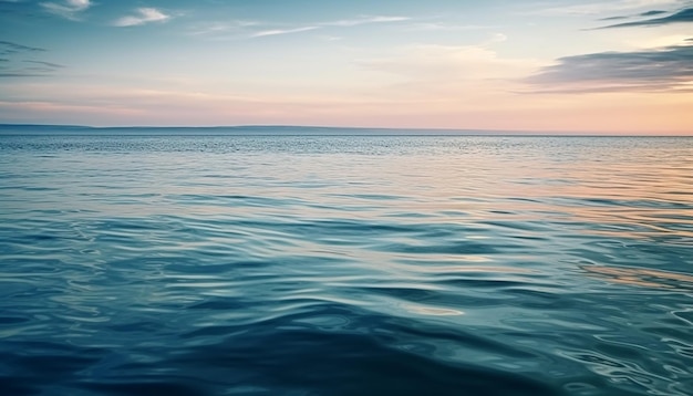 Foto gratuita vibrante puesta de sol sobre aguas tranquilas y arena generada por ia