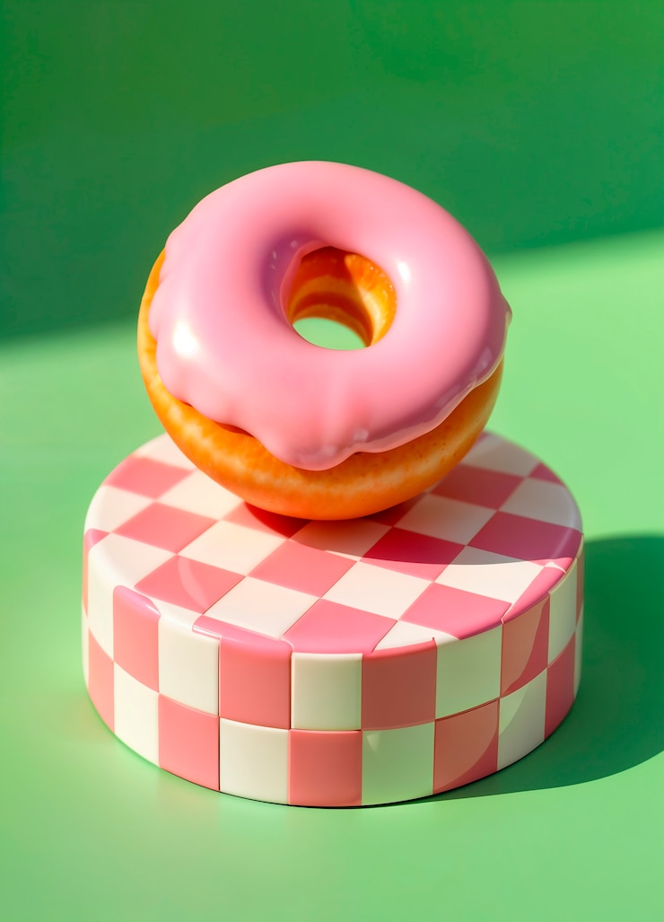 Foto gratuito vida muerta de un colorido plato de postre de rosquillas