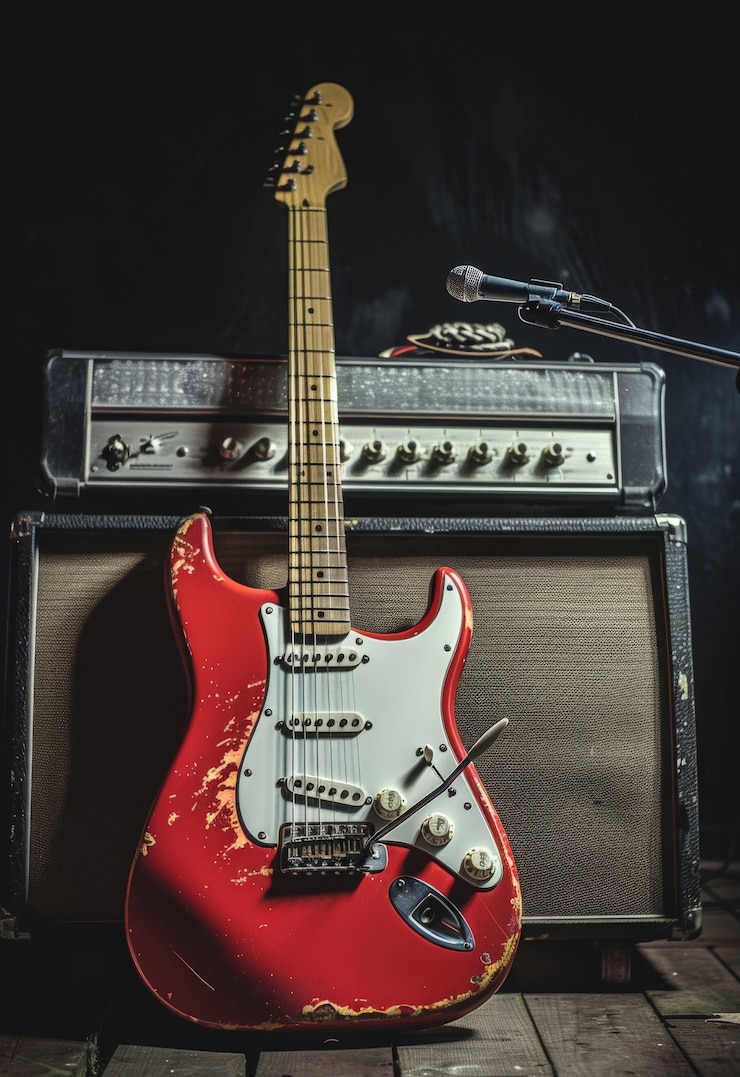 Foto gratuito vida muerta de la guitarra eléctrica