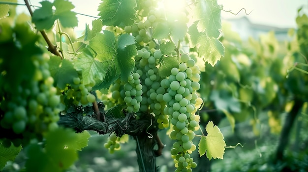 Foto gratuita vida muerta de uvas verdes en el viñedo