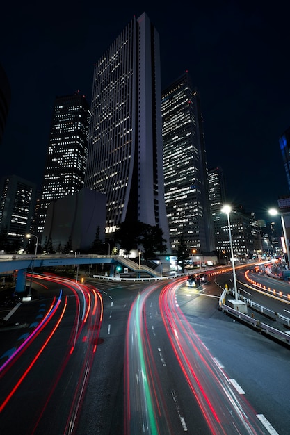 Foto gratuita la vida nocturna de la ciudad destellos de luz.