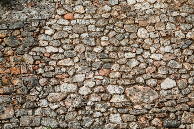 Vieja textura de pared de piedra redonda