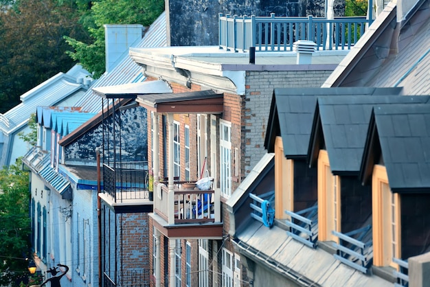 Viejo techo de arquitectura en la ciudad de Quebec