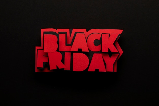 Viernes negro minimalista escrito en color rojo.