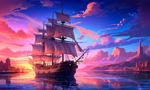 Foto gratuita view of fantasy pirate ship