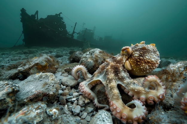 Foto gratuita view of octopus in its natural underwater habitat