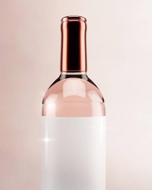 Vino rosado festivo sobre fondo rosa