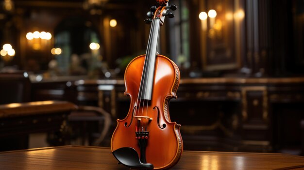 violín sobre la mesa en un restaurante