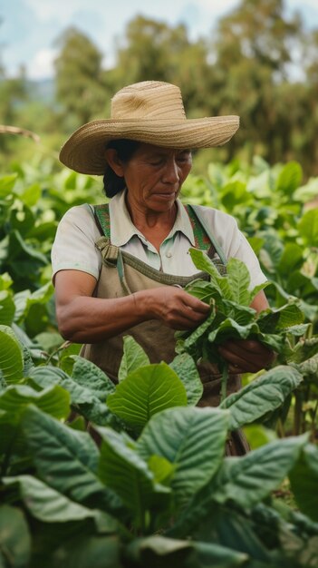 Visión de la mujer que trabaja en el sector agrícola para celebrar el día del trabajo para las mujeres.