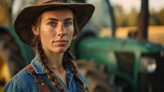 Visión de la mujer que trabaja en el sector agrícola para celebrar el día del trabajo para las mujeres.