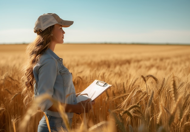 Visión de la mujer que trabaja en el sector agrícola para celebrar el día del trabajo para las mujeres.