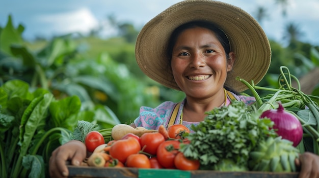 Visión de la mujer que trabaja en el sector agrícola para celebrar el día del trabajo para las mujeres.