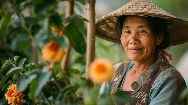 Visión de la mujer que trabaja en el sector agrícola para celebrar el día del trabajo para las mujeres.