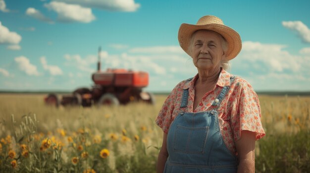 Visión de la mujer que trabaja en el sector agrícola para celebrar el día del trabajo para las mujeres.