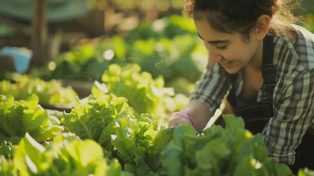 Visión de la mujer que trabaja en el sector agrícola para celebrar el día del trabajo para las mujeres.