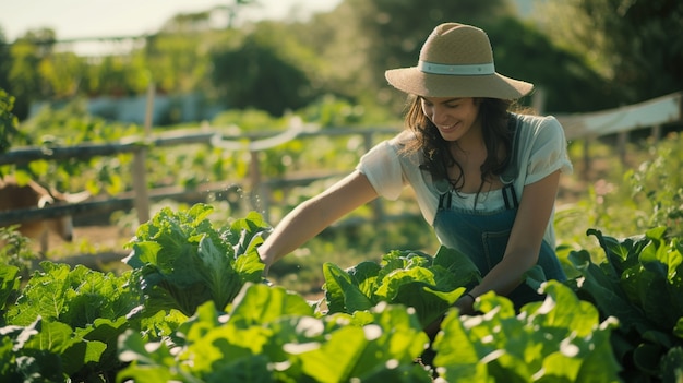 Visión de la mujer que trabaja en el sector agrícola para celebrar el día del trabajo para las mujeres.