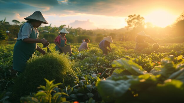 Visión de la mujer que trabaja en el sector agrícola para celebrar el día del trabajo para las mujeres.