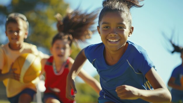 Visión de los niños practicando actividades de salud y bienestar