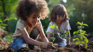 Foto gratuita visión de los niños practicando actividades de salud y bienestar