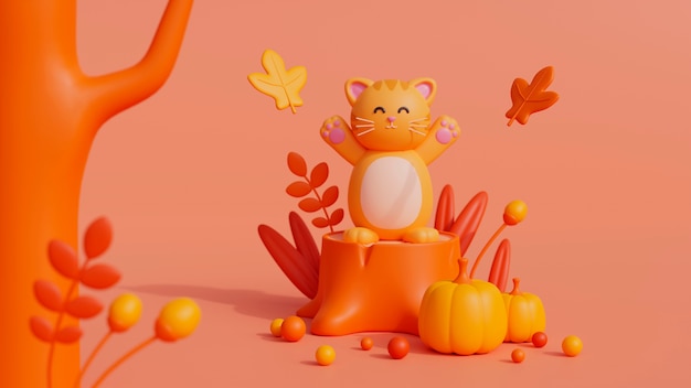 Foto gratuita vista 3d del adorable gato mascota